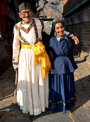 The old couple in Jaunsari traditional attire. Photo source: cargocollective.com