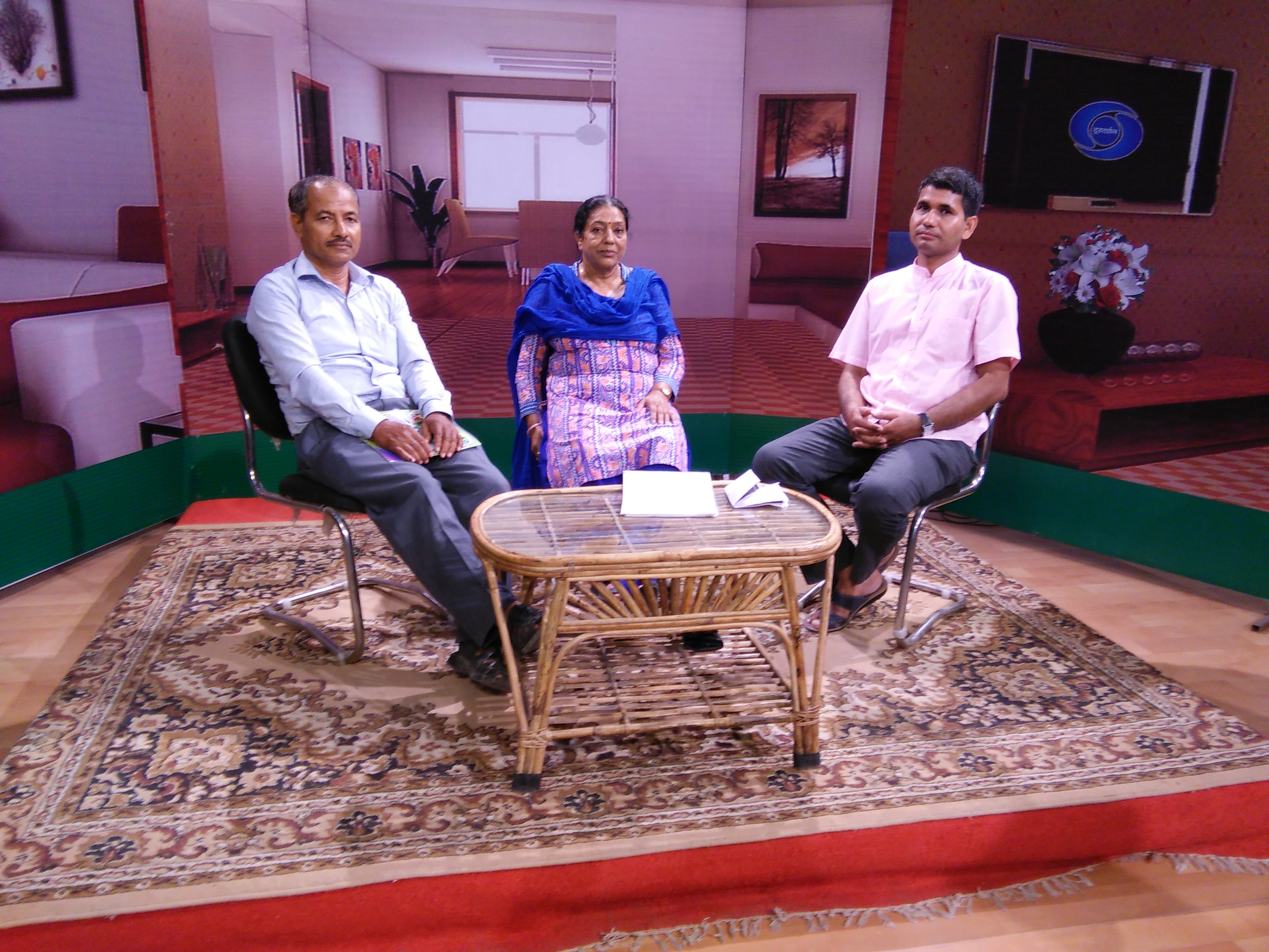 Praveen Kumar Bhatt in Doordarshan studio during a talk show.